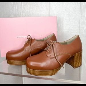 INTENTIONALLY BLANK Albany Platform Oxford Pumps In Tan Leather Size US 7